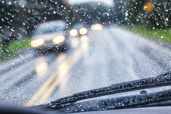 Driving in the rain.